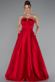 Abschlusskleid Lang Satin Rot ABU5105
