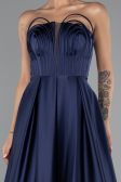 Abschlusskleid Lang Satin Marineblau ABU5105