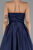 Abschlusskleid Lang Satin Marineblau ABU5105