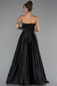 Abschlusskleid Lang Satin Schwarz ABU5105