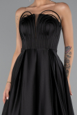 Abschlusskleid Lang Satin Schwarz ABU5105
