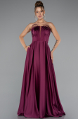 Abschlusskleid Lang Satin Kirschrot ABU5105