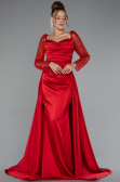 Rot Abendkleid İm Meerjungfrau-Stil Satin Lang ABU4332