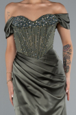Abendkleid Lang Satin Khaki ABU5130
