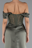 Abendkleid Lang Satin Khaki ABU5130