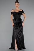 Abendkleid Lang Satin Schwarz ABU5130