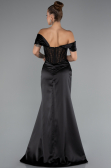 Abendkleid Lang Satin Schwarz ABU5130