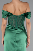 Abendkleid Lang Satin Smaragdgrün ABU5130