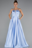 Abschlusskleid Lang Satin Eisblau ABU5105