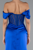 Abendkleid Lang Satin Sächsischblau ABU5130