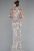 Abendkleid Lang Schuppig Beige ABU5135