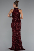 Abendkleid Lang Schuppig Weinrot ABU5135