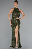 Abendkleid Lang Schuppig Khaki ABU5135