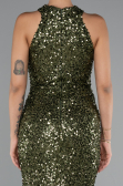 Abendkleid Lang Schuppig Khaki ABU5135