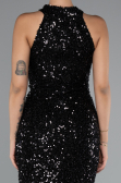 Abendkleid Lang Schuppig Schwarz ABU5135