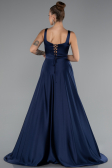 Abendkleid Lang Satin Marineblau ABU5136