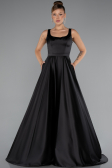 Abendkleid Lang Satin Schwarz ABU5136