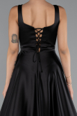 Abendkleid Lang Satin Schwarz ABU5136