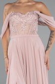 Puder Abendkleid Chiffon Lang ABU3310