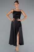 Partykleid Midi Satin Schwarz ABK1586
