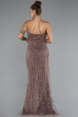 Abendkleid Lang Perlenbesetzt Kupfer ABU5141