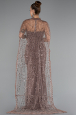 Abendkleid Lang Perlenbesetzt Kupfer ABU5141