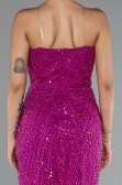 Abendkleid Lang Perlenbesetzt Fuchsie ABU5141