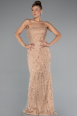 Abendkleid Lang Perlenbesetzt Gold ABU5141
