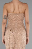 Abendkleid Lang Perlenbesetzt Gold ABU5141