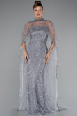 Abendkleid Lang Perlenbesetzt Grau ABU5141