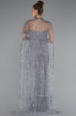 Abendkleid Lang Perlenbesetzt Grau ABU5141