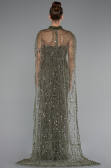 Abendkleid Lang Perlenbesetzt Khaki ABU5141
