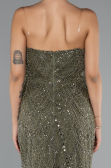 Abendkleid Lang Perlenbesetzt Khaki ABU5141