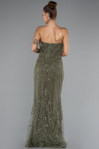 Abendkleid Lang Perlenbesetzt Khaki ABU5141