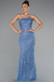 Abendkleid Lang Perlenbesetzt Indigo ABU5141