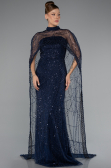 Abendkleid Lang Perlenbesetzt Marineblau ABU5141
