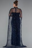 Abendkleid Lang Perlenbesetzt Marineblau ABU5141