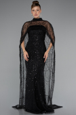 Abendkleid Lang Perlenbesetzt Schwarz ABU5141