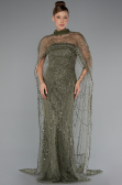 Abendkleid Lang Perlenbesetzt Khaki ABU5141