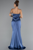 Abendkleid im Meerjungfrau-Stil Lang Satin Indigo ABU5149