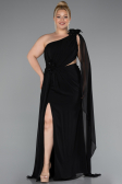 Kleider in Großen Größen Lang Chiffon Schwarz ABU5145