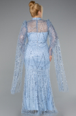 Abendkleid Lang Perlenbesetzt Eisblau ABU5152