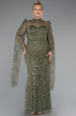 Abendkleid Lang Perlenbesetzt Khaki ABU5152