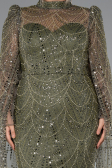 Abendkleid Lang Perlenbesetzt Khaki ABU5152