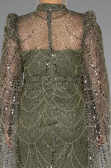 Abendkleid Lang Perlenbesetzt Khaki ABU5152