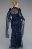Abendkleid Lang Perlenbesetzt Marineblau ABU5152