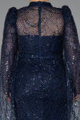 Abendkleid Lang Perlenbesetzt Marineblau ABU5152