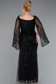 Abendkleid in Übergröße Lang Perlenbesetzt Schwarz ABU5067