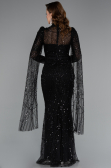 Abendkleid Lang Perlenbesetzt Schwarz ABU5152