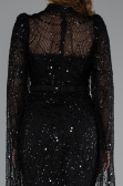 Abendkleid Lang Perlenbesetzt Schwarz ABU5152